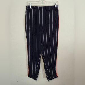 Anthropologie  Ett:Twa NWT Navy Piped + Striped Ankle Pull On Trouser Size XS
